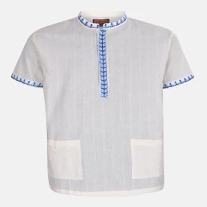 Ivory Embroidered Cotton Fatua